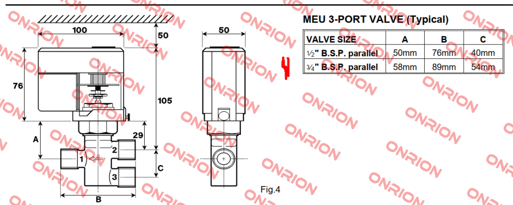 MEU 3-Port Valve ¾“ B.S.P. parallel-big