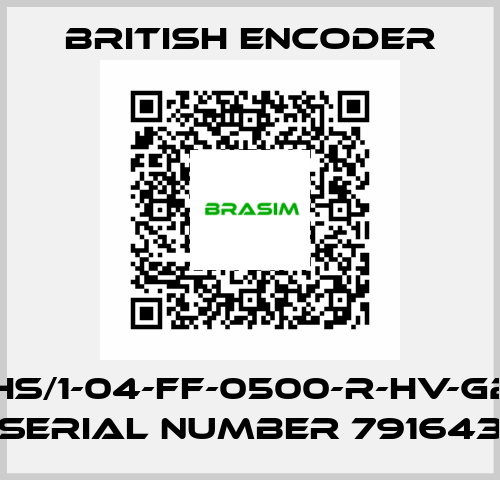 755HS/1-04-FF-0500-R-HV-G2-ST, serial number 791643 British Encoder