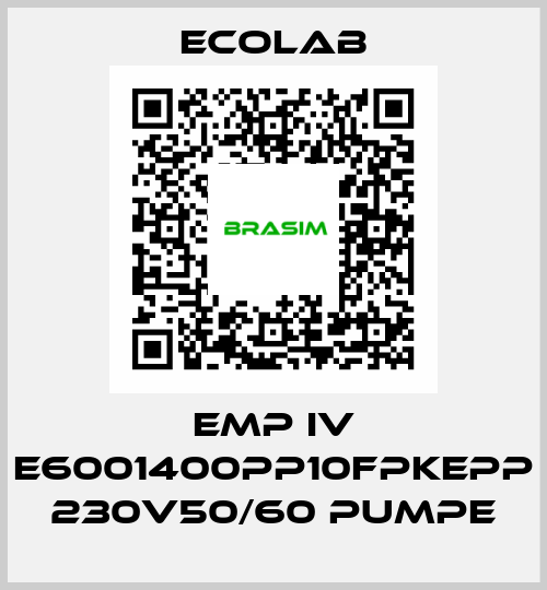 EMP IV E6001400PP10FPKEPP 230V50/60 Pumpe Ecolab