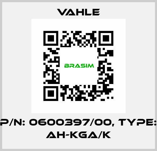 P/n: 0600397/00, Type: AH-KGA/K Vahle