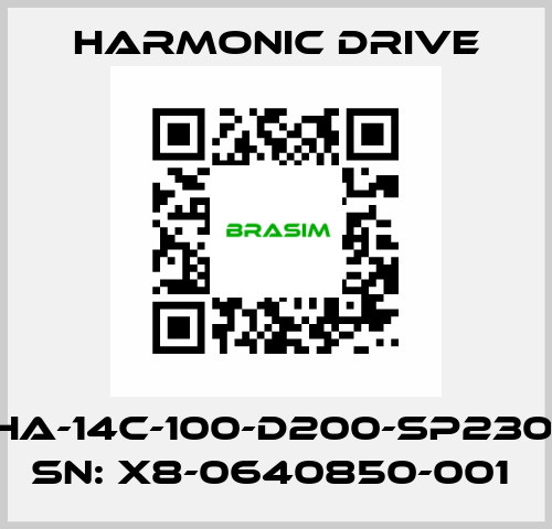 FHA-14C-100-D200-SP230V SN: X8-0640850-001  Harmonic Drive