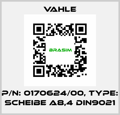 P/n: 0170624/00, Type: SCHEIBE A8,4 DIN9021 Vahle