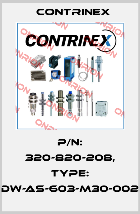 p/n: 320-820-208, Type: DW-AS-603-M30-002 Contrinex