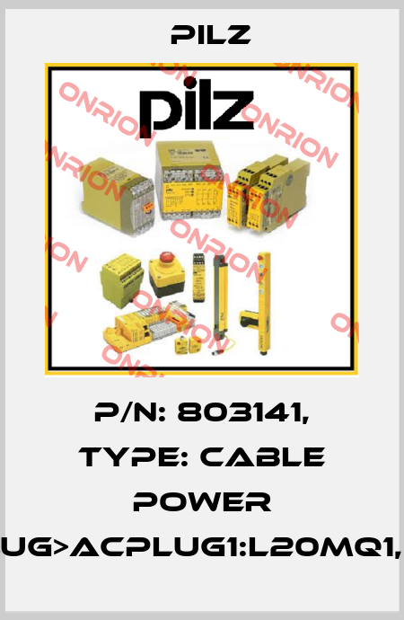 p/n: 803141, Type: Cable Power DD4plug>ACplug1:L20mQ1,5BrSK Pilz