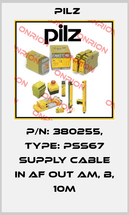 p/n: 380255, Type: PSS67 Supply Cable IN af OUT am, B, 10m Pilz