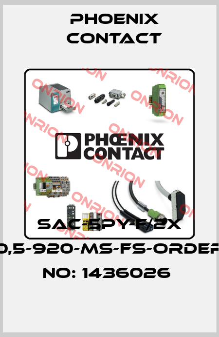 SAC-5PY-F/2X 0,5-920-MS-FS-ORDER NO: 1436026  Phoenix Contact