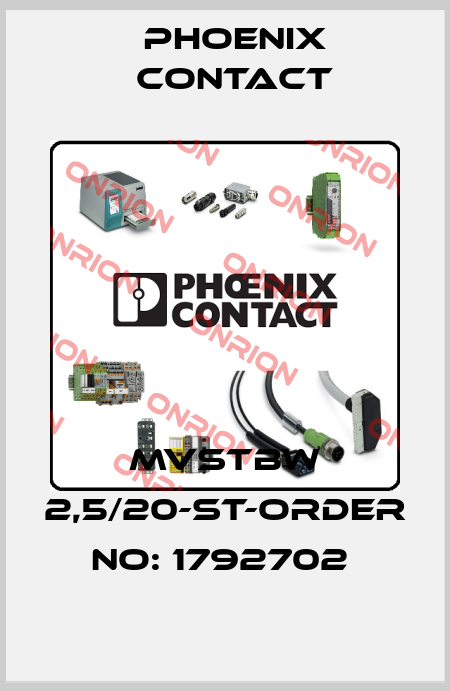 MVSTBW 2,5/20-ST-ORDER NO: 1792702  Phoenix Contact