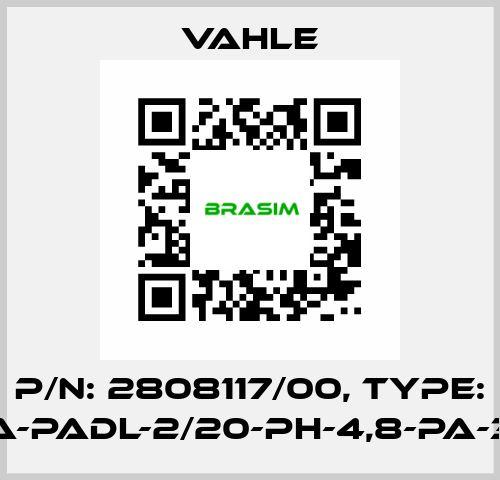 P/n: 2808117/00, Type: SA-PADL-2/20-PH-4,8-PA-36 Vahle