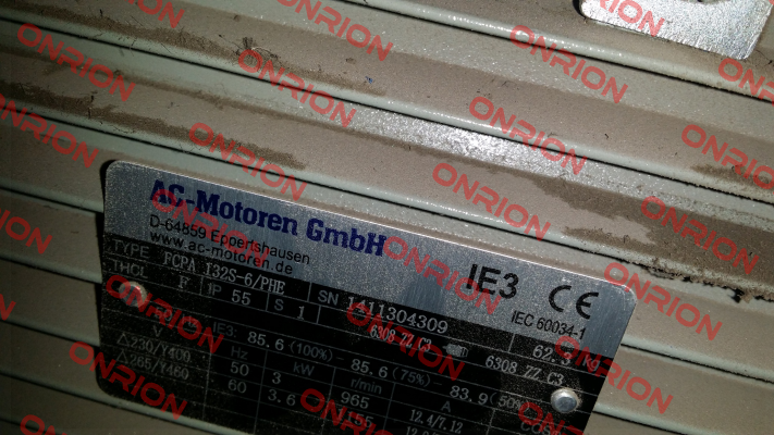 FCPA 132S-6/PHE obsolete, replaced by IE3AC13S6004  AC Motoren