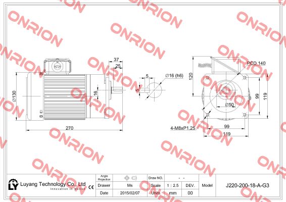 J220-200-18-A-G3  Luyang Gear Motor