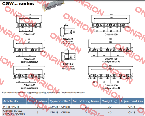 CSW18-60-2RS-T Rollon