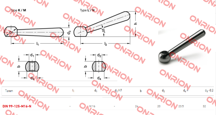 DIN 99-125-M16-N  Elesa Ganter