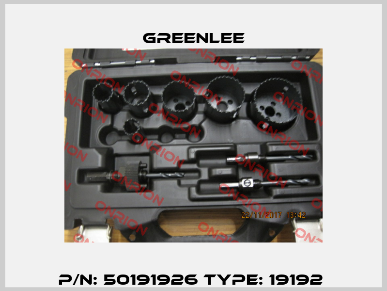 P/N: 50191926 Type: 19192  Greenlee