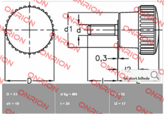 3211 - B.259/30 p-M8x25 (pack 1x25)  Elesa Ganter