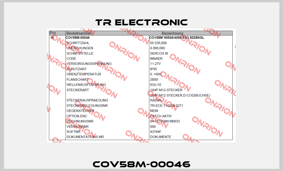 COV58M-00046 TR Electronic