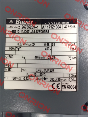 Gear for BG10-11/D07LA4-S/E003B9,Z26755289-1 Bauer