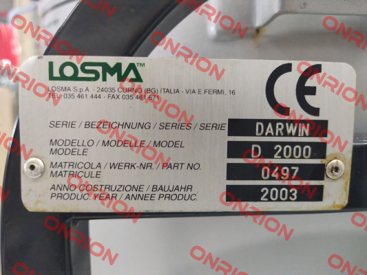 P/N: A001.218.01 Type: Darwin 2000 D Losma