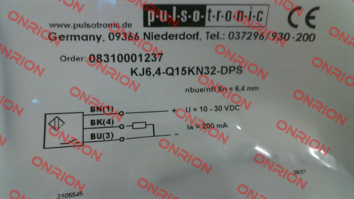 p/n: 08310001237, Type: KJ6,4-Q15KN32-DPS Pulsotronic