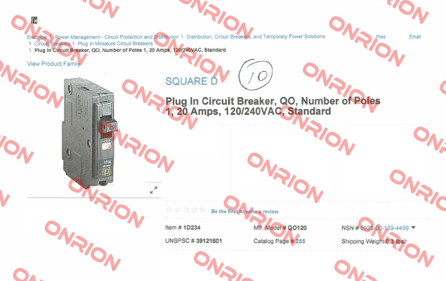 QO120  Square D (Schneider Electric)