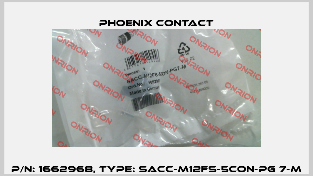 p/n: 1662968, Type: SACC-M12FS-5CON-PG 7-M Phoenix Contact