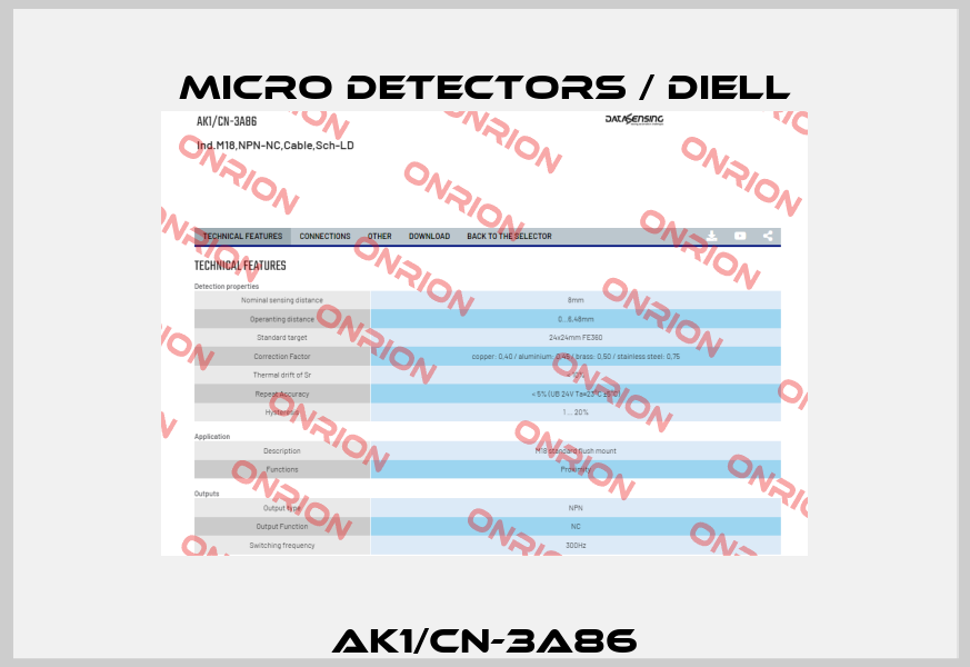 AK1/CN-3A86 Micro Detectors / Diell