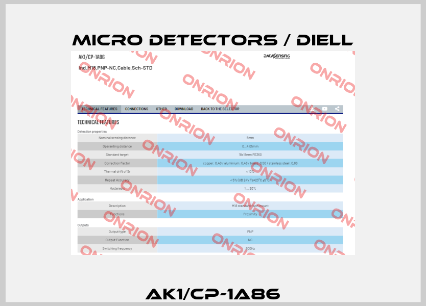 AK1/CP-1A86 Micro Detectors / Diell
