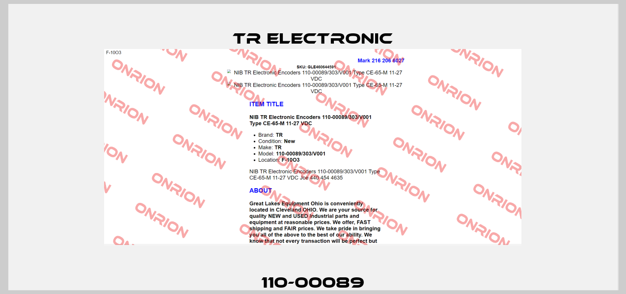 110-00089 TR Electronic