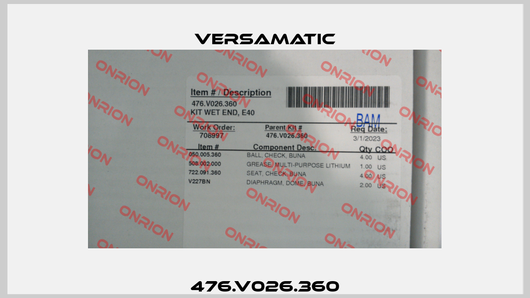 476.V026.360 VersaMatic