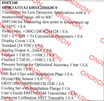 DMT340 6R0K1A111A1A001E2D6K0C0  Vaisala